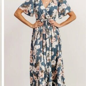 Baltic Born Floral Maxi Dress in Blue and Cream